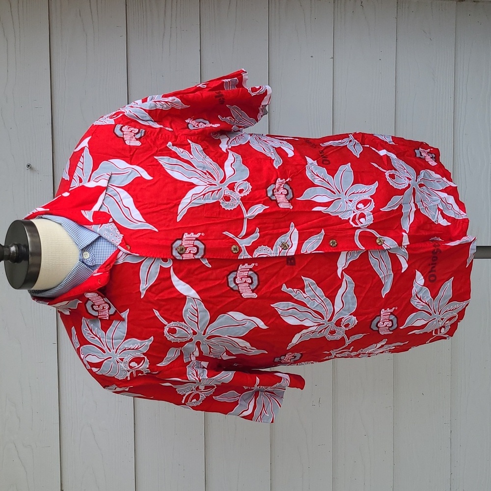 OSU OHIO‎ STATE UNIVERSITY Reyn Spooner Rayon Large Hawaiian Shirt VTG RARE